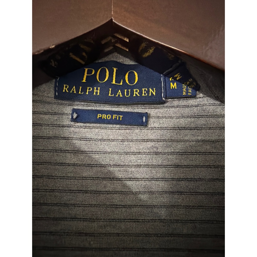 Polo Ralph Lauren Mens Pro Fit Gray Striped Pima Cotton Polo Shirt Medium - Picture 4 of 5